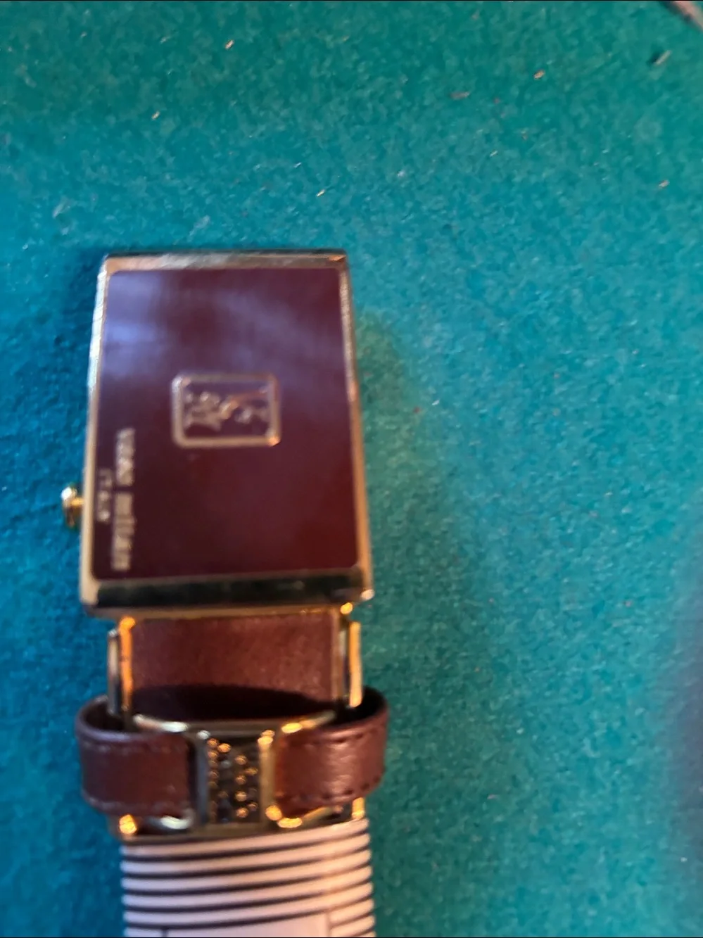 Brown Leather Belt with Gold Rectangular Buckle Vaso Milan NWTs.